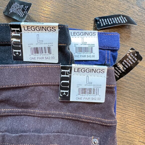 New w Tags 3 HUE Soft & Skinny Leggings Black Purple Brown - Picture 3 of 14